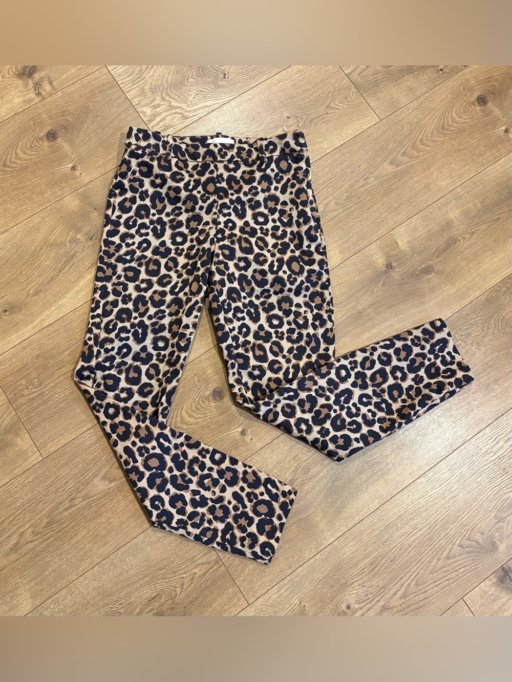 H&M Women's Leggings - 4 - Brown/Black Leopard Animal Print Ankle Stretch